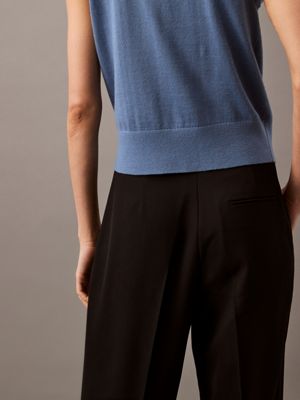 black archroma soft crepe pleated trousers for women calvin klein
