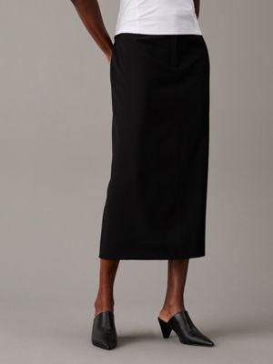 black relaxed midi pencil skirt for women calvin klein