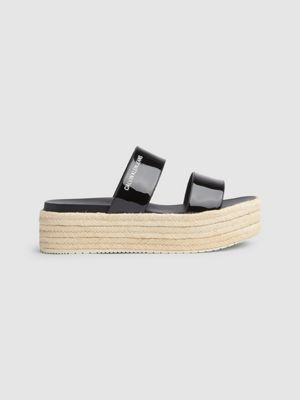 black leather platform sandals