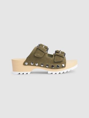 suede clog sandals