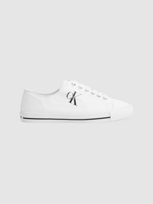 calvin klein ireland canvas white plimsoll trainers