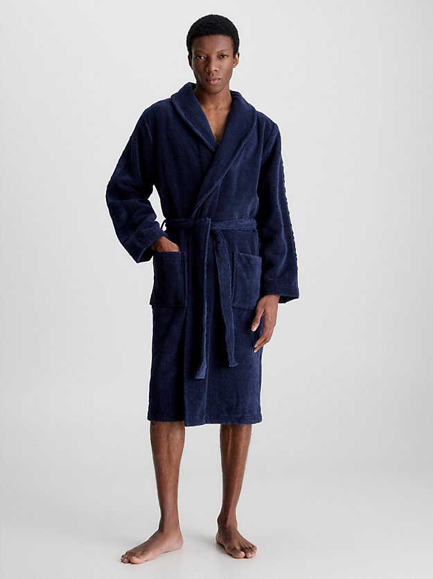 blue shadow bathrobe for men calvin klein