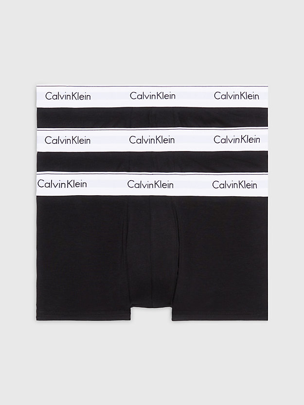 black/black/black 3 pack low rise trunks - modern cotton for men calvin klein