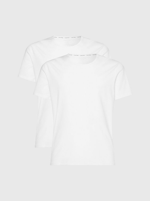 white 2 pack lounge t-shirts - modern cotton for men calvin klein