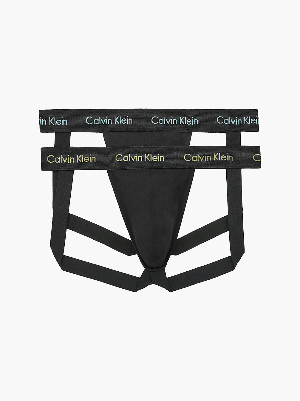 B-TOURMALINE/ PISTACHE LOGOS Lot De 2 Strings - Cotton Stretch undefined hommes Calvin Klein