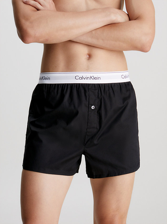 black zestaw 2 par wąskich tkaninowych bokserek — modern cotton dla mężczyźni - calvin klein