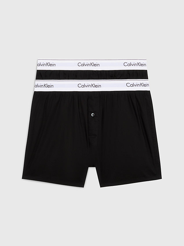 black 2 pack slim fit boxers - modern cotton for men calvin klein