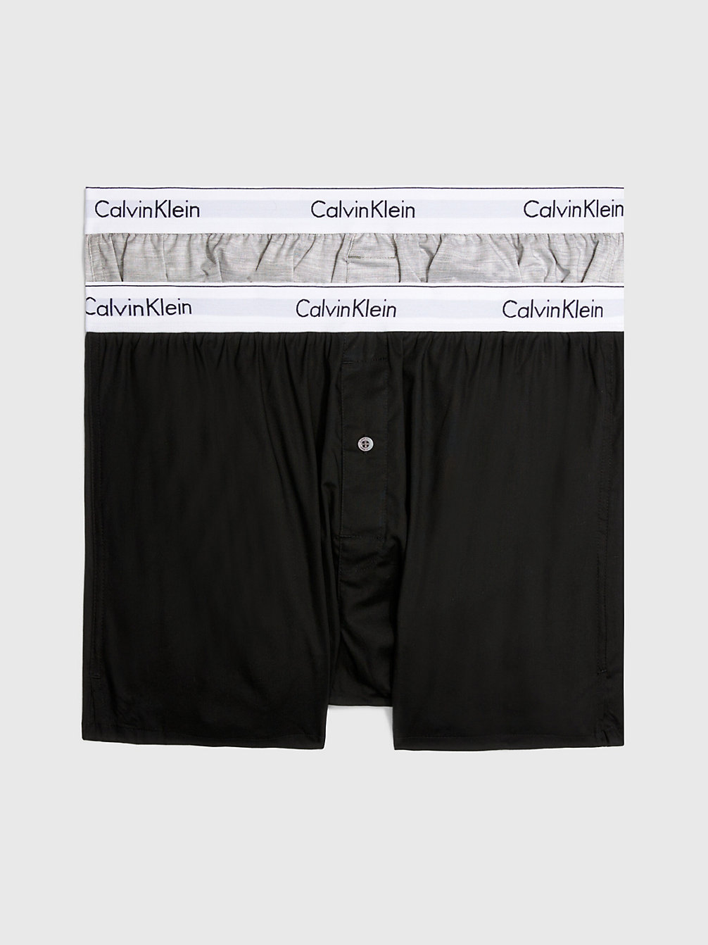 BLACK/GREY HEATHER > Zestaw 2 Par Wąskich Tkaninowych Bokserek — Modern Cotton > undefined Mężczyźni - Calvin Klein