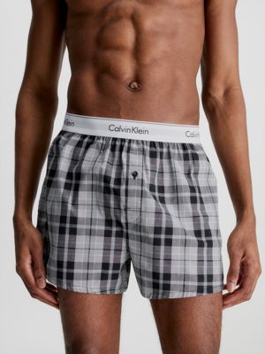 Calvin Klein Modern Cotton Woven Boxers 2 Pack In Slim Fit in White for Men