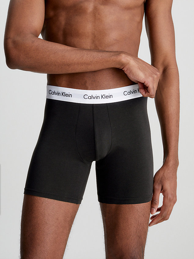 black 3-pack boxers lang - cotton stretch voor heren - calvin klein