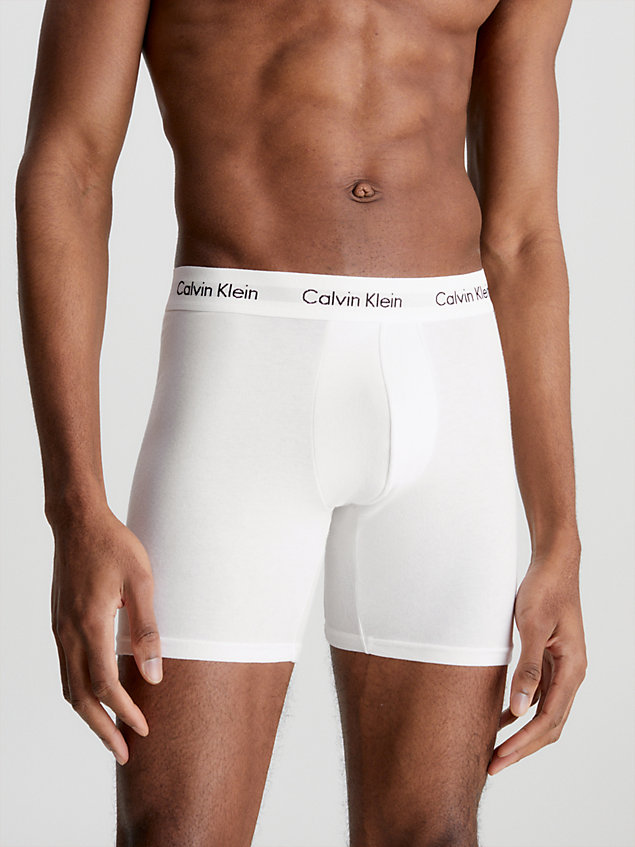 white 3-pack boxers lang - cotton stretch voor heren - calvin klein