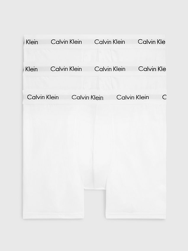 white zestaw 3 par długich bokserek - cotton stretch dla mężczyźni - calvin klein