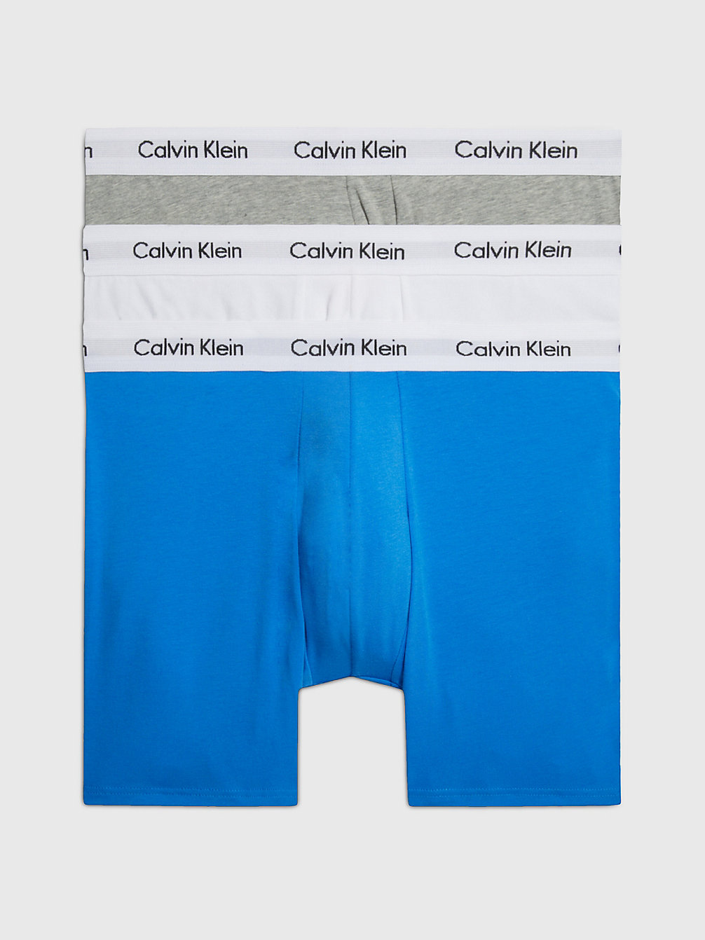 GRY HTHR, WHT, PALACE BLUE W/ WH WB Boxer Aderenti Lunghi In Confezione Da 3 - Cotton Stretch undefined uomo Calvin Klein