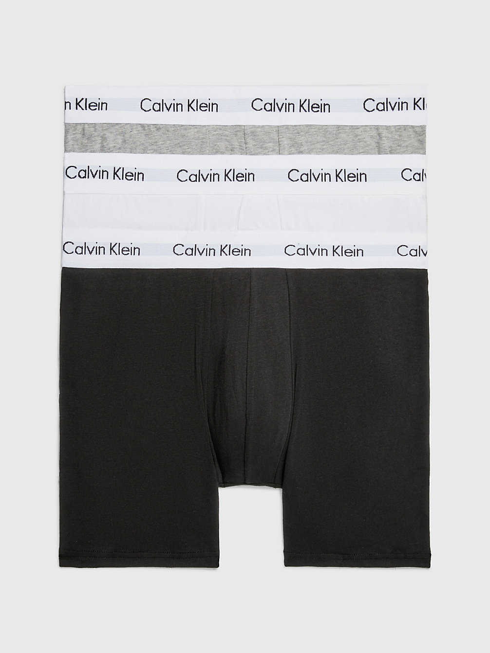 BLACK/WHITE/GREY HEATHER Lot De 3 Boxers Longs - Cotton Stretch undefined hommes Calvin Klein