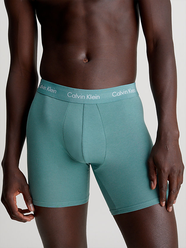 vivid blue/arona/sagebush green 3 pack boxer briefs - cotton stretch for men calvin klein