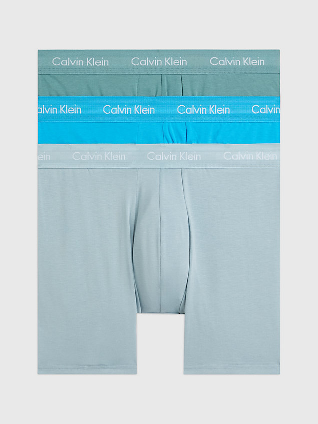 boxer aderenti lunghi in confezione da 3 - cotton stretch blue da uomini calvin klein