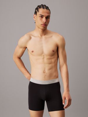 boxer aderenti lunghi in confezione da 3 - cotton stretch b- black da uomini calvin klein