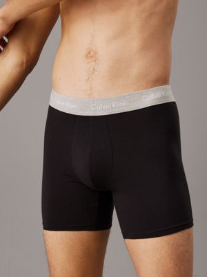 boxer aderenti lunghi in confezione da 3 - cotton stretch b- black da uomini calvin klein