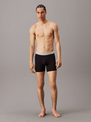 boxer aderenti lunghi in confezione da 3 - cotton stretch b- black da uomini calvin klein