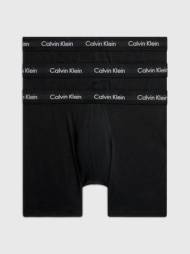 boxer aderenti lunghi in confezione da 3 - cotton stretch black w. black wb da uomini calvin klein