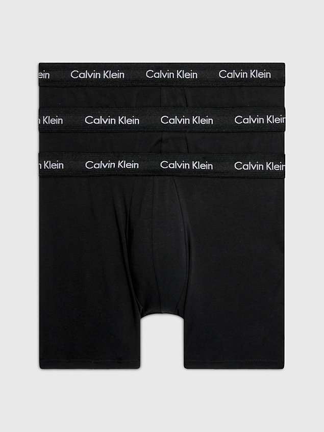 boxer aderenti lunghi in confezione da 3 - cotton stretch black da uomo calvin klein