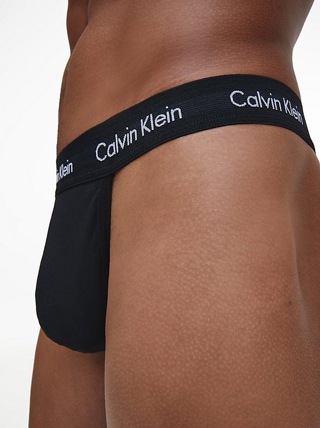 BLACK 2 Pack Thongs - Cotton Stretch for men CALVIN KLEIN