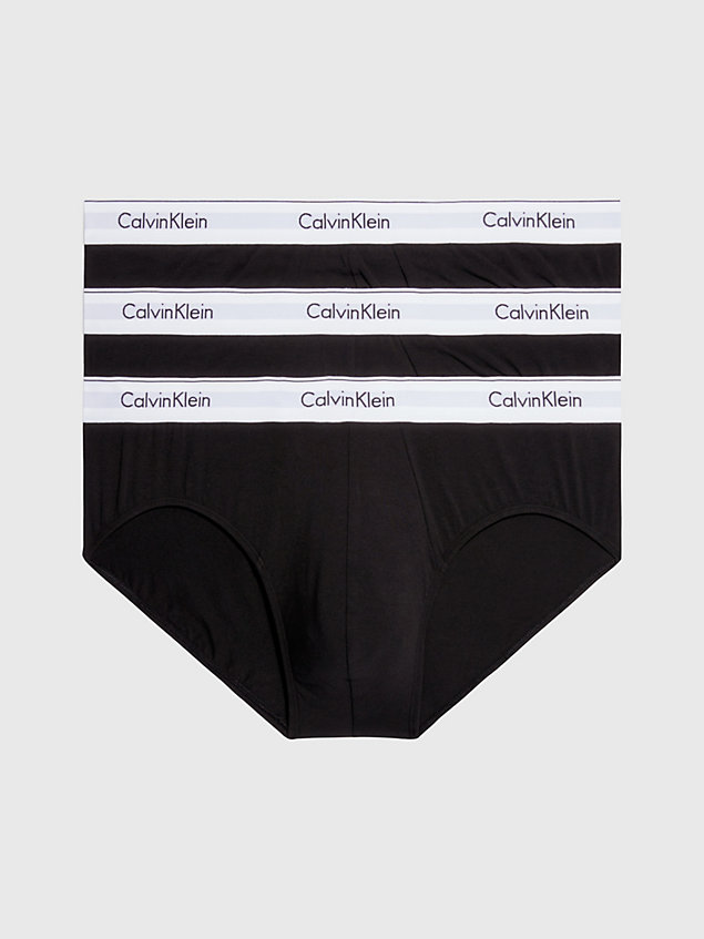 black 3-pack slips - modern cotton voor heren - calvin klein