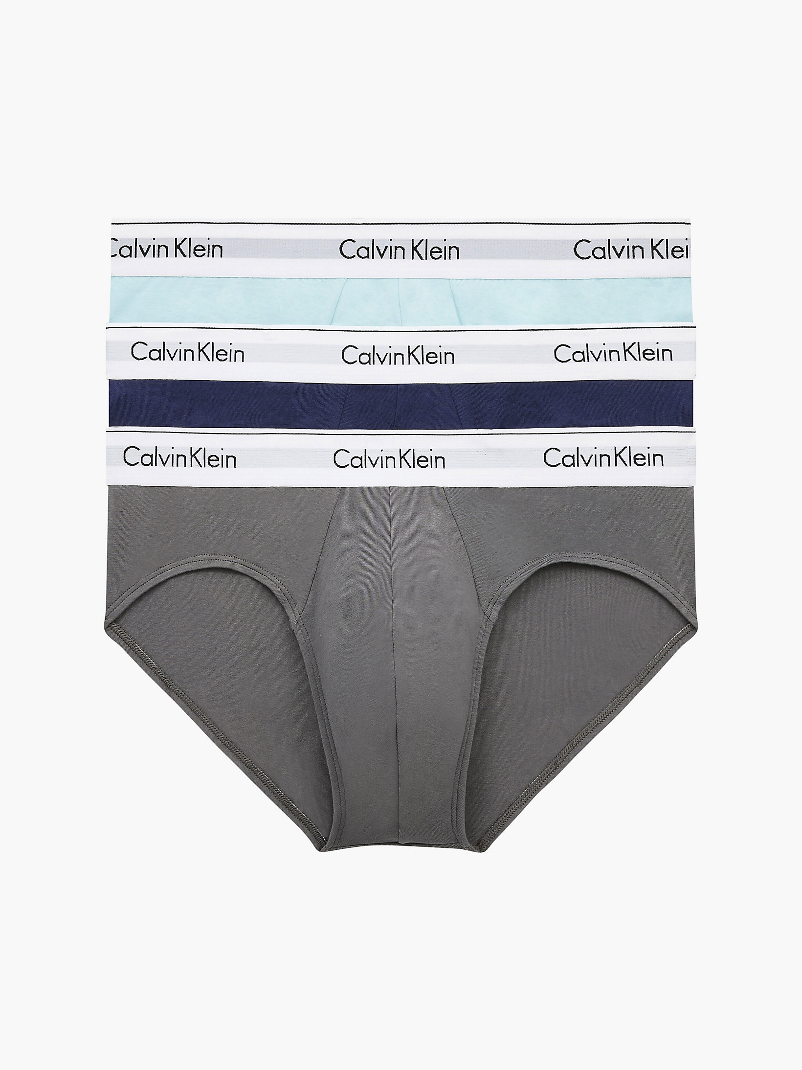 Grey Sky/ Palest Blue/ Cobalt Sphre 3 Pack Briefs - Modern Cotton undefined men Calvin Klein