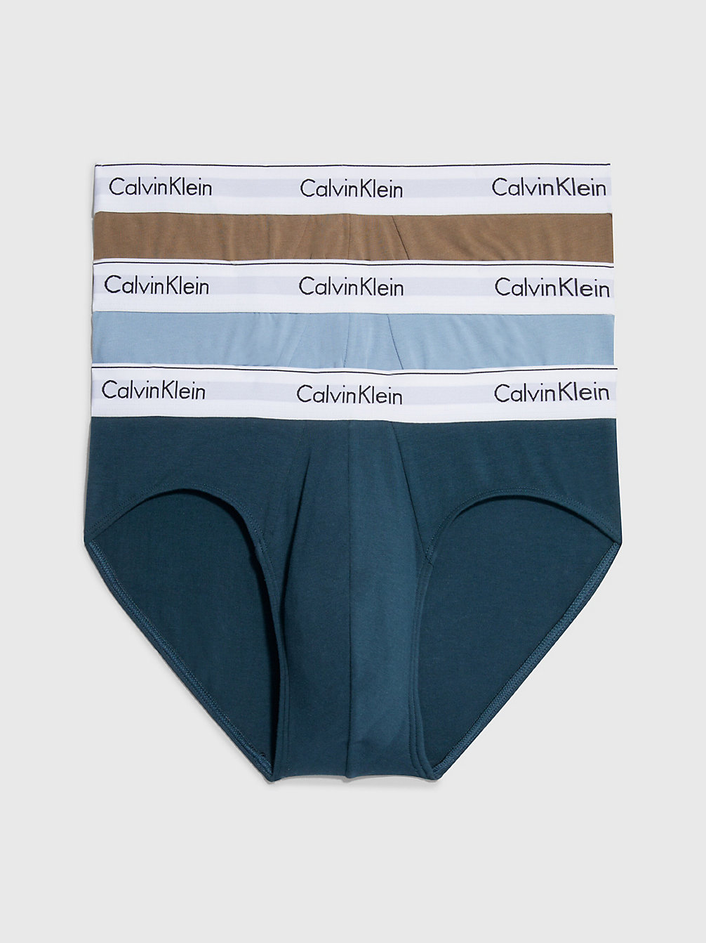 MID NAVY, MAUVE BROWN, ICELAND BLUE Lot De 3 Slips - Modern Cotton undefined hommes Calvin Klein
