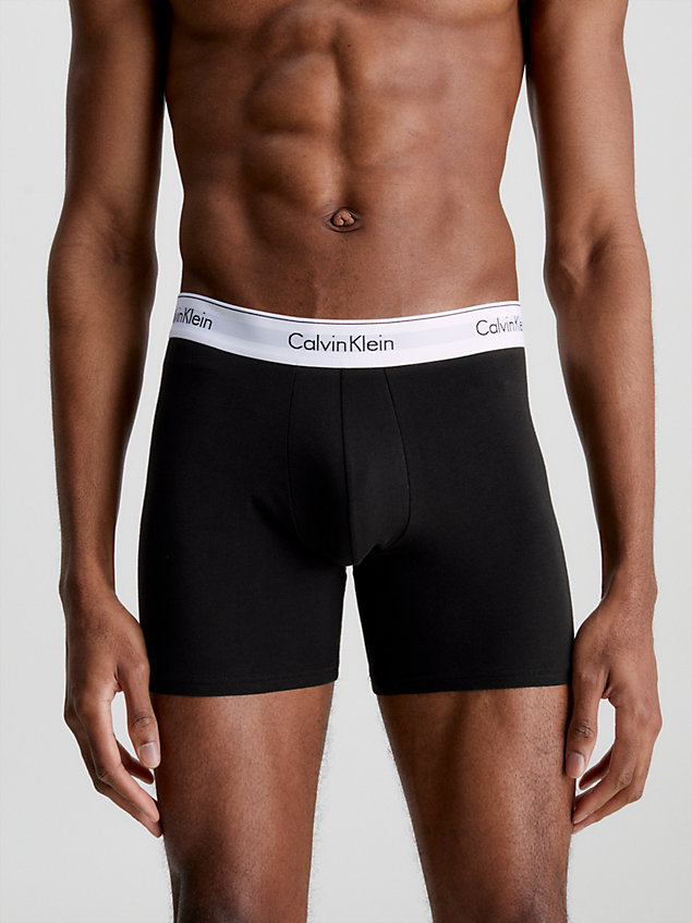 black 3-pack boxers lang - modern cotton voor heren - calvin klein