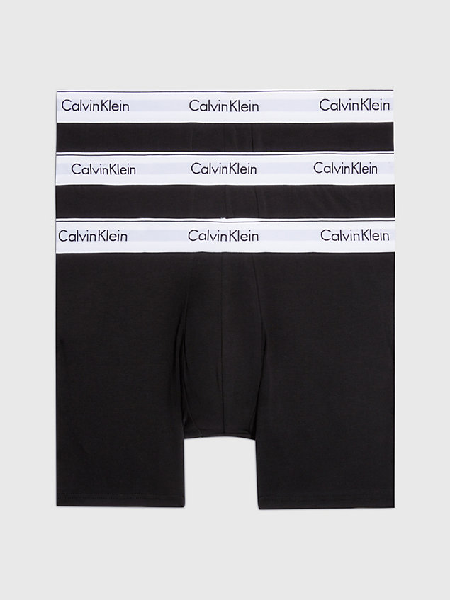 black zestaw 3 par długich bokserek - modern cotton dla mężczyźni - calvin klein