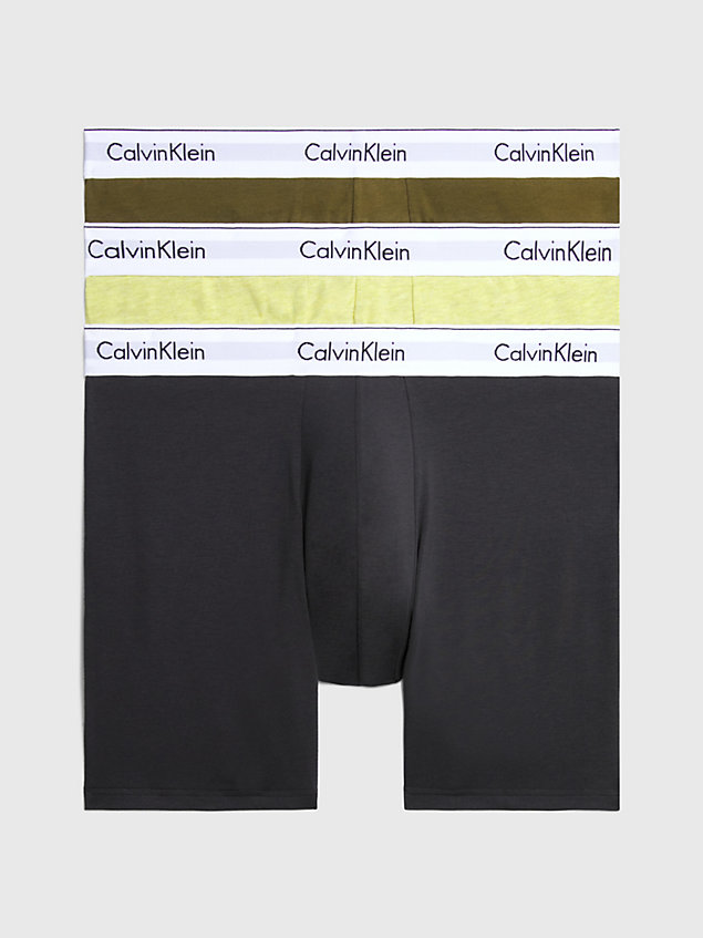 boxer aderenti lunghi in confezione da 3 - modern cotton  dark olv da uomo calvin klein