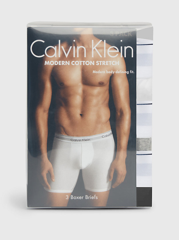 BLACK/WHITE/GREY HEATHER Boxer aderenti lunghi in confezione da 3 - Modern Cotton da uomo CALVIN KLEIN