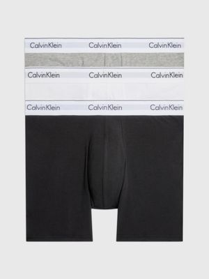 Calvin Klein Men's Cotton Stretch Boxer Briefs 3-Pack NU2666 Black with  Blue Red Band