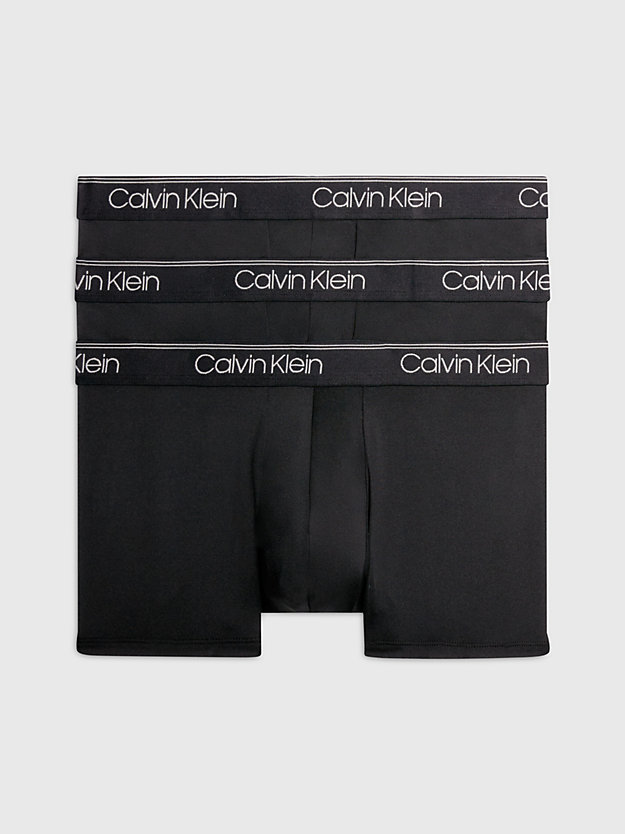 BLACK 3 Pack Low Rise Trunks - Micro Stretch Wicking for men CALVIN KLEIN