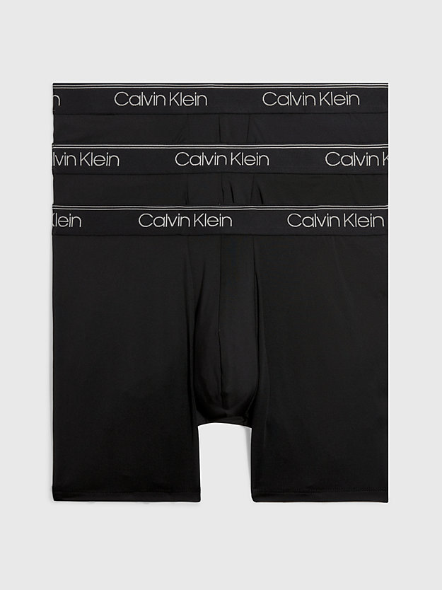 black 3er-pack boxershorts langes bein - micro stretch für herren - calvin klein
