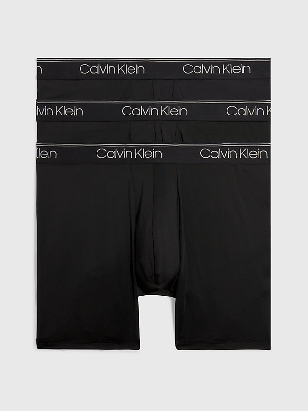 black 3-pack boxers lang - micro stretch wicking voor heren - calvin klein