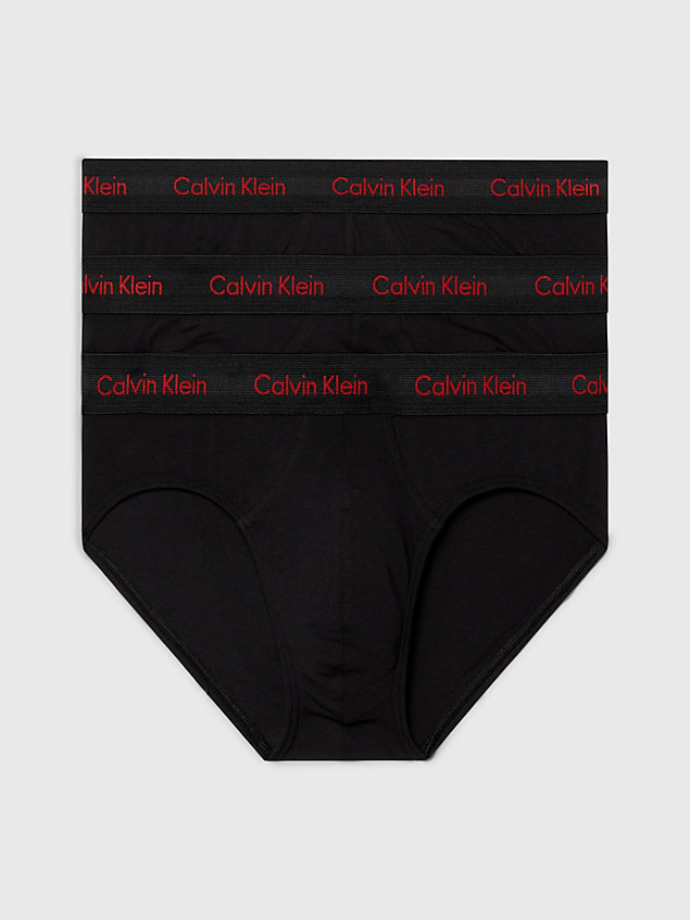 black 3 pack hip briefs - cotton stretch wicking for men calvin klein