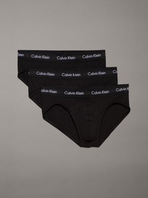 black 3er-pack slips - cotton stretch wicking für herren - calvin klein