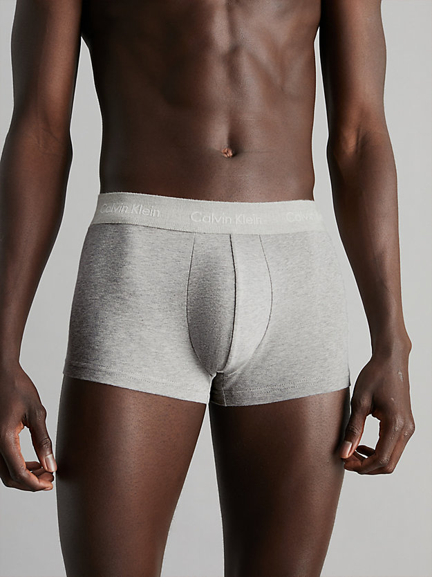 grey heather 3 pack low rise trunks - cotton stretch wicking for men calvin klein