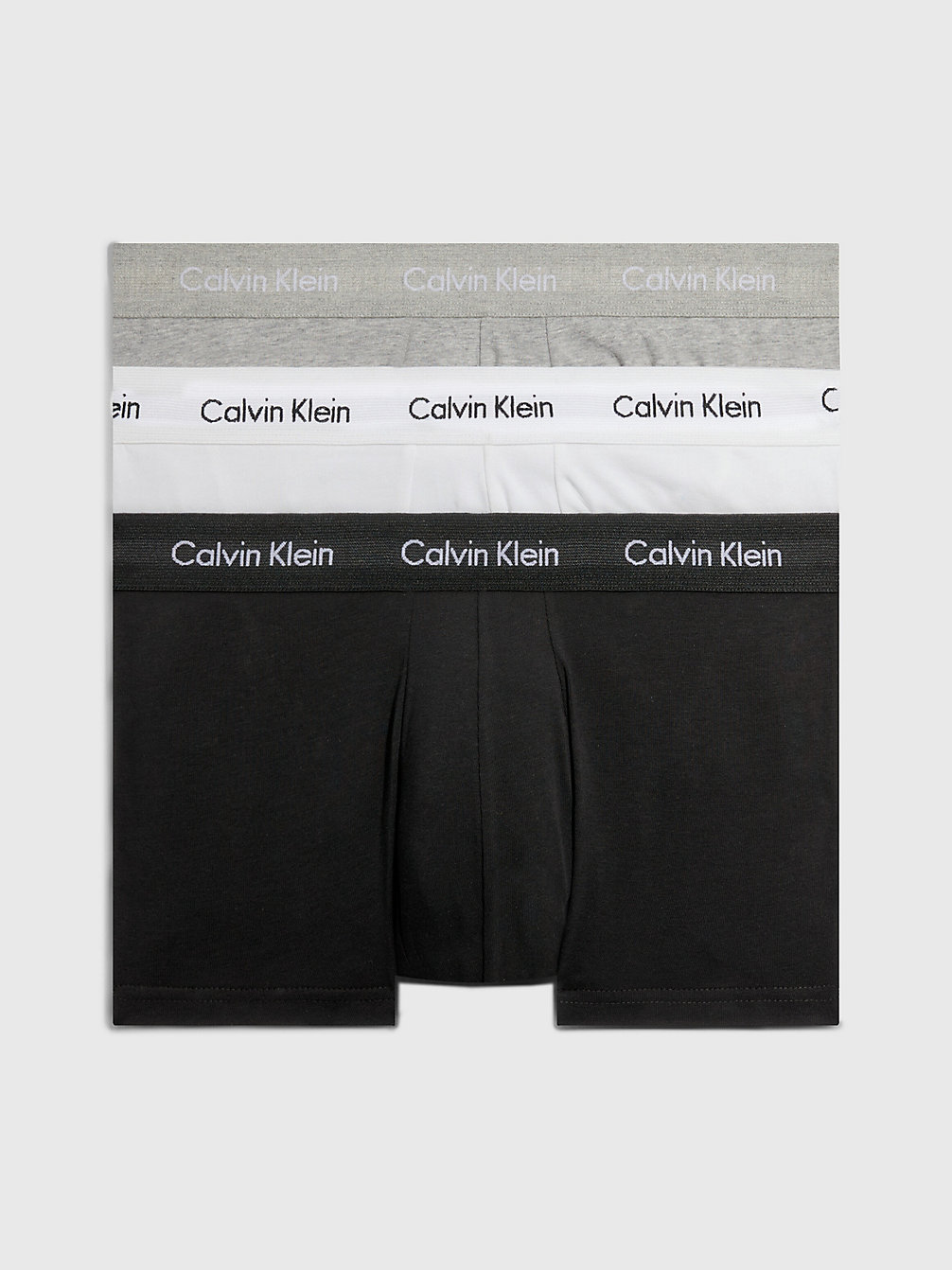 GREY HEATHER, WHITE, BLACK 3 Pack Low Rise Trunks - Cotton Stretch Wicking undefined men Calvin Klein