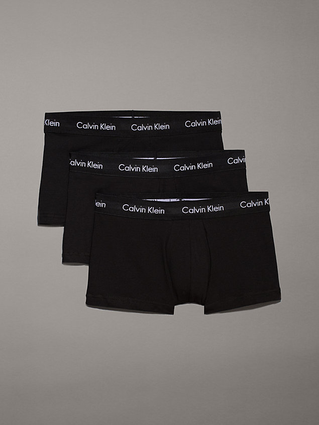 black 3 pack low rise trunks - cotton stretch wicking for men calvin klein