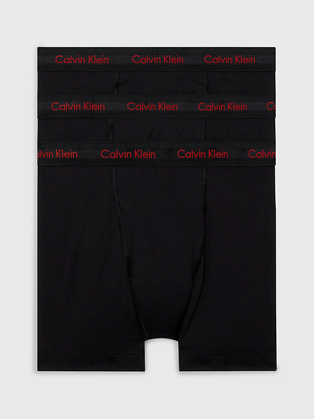 black w/ pompian red logos zestaw 3 par długich bokserek - cotton stretch wicking dla mężczyźni - calvin klein