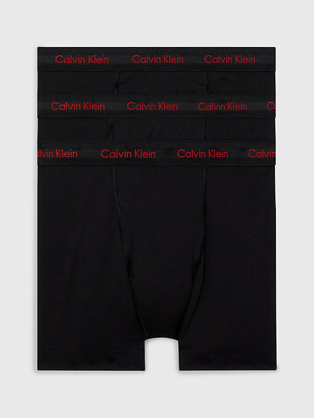 black 3-pack boxers lang - cotton stretch wicking voor heren - calvin klein