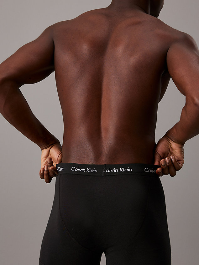 lot de 3 boxers longs - cotton stretch wicking black pour hommes calvin klein