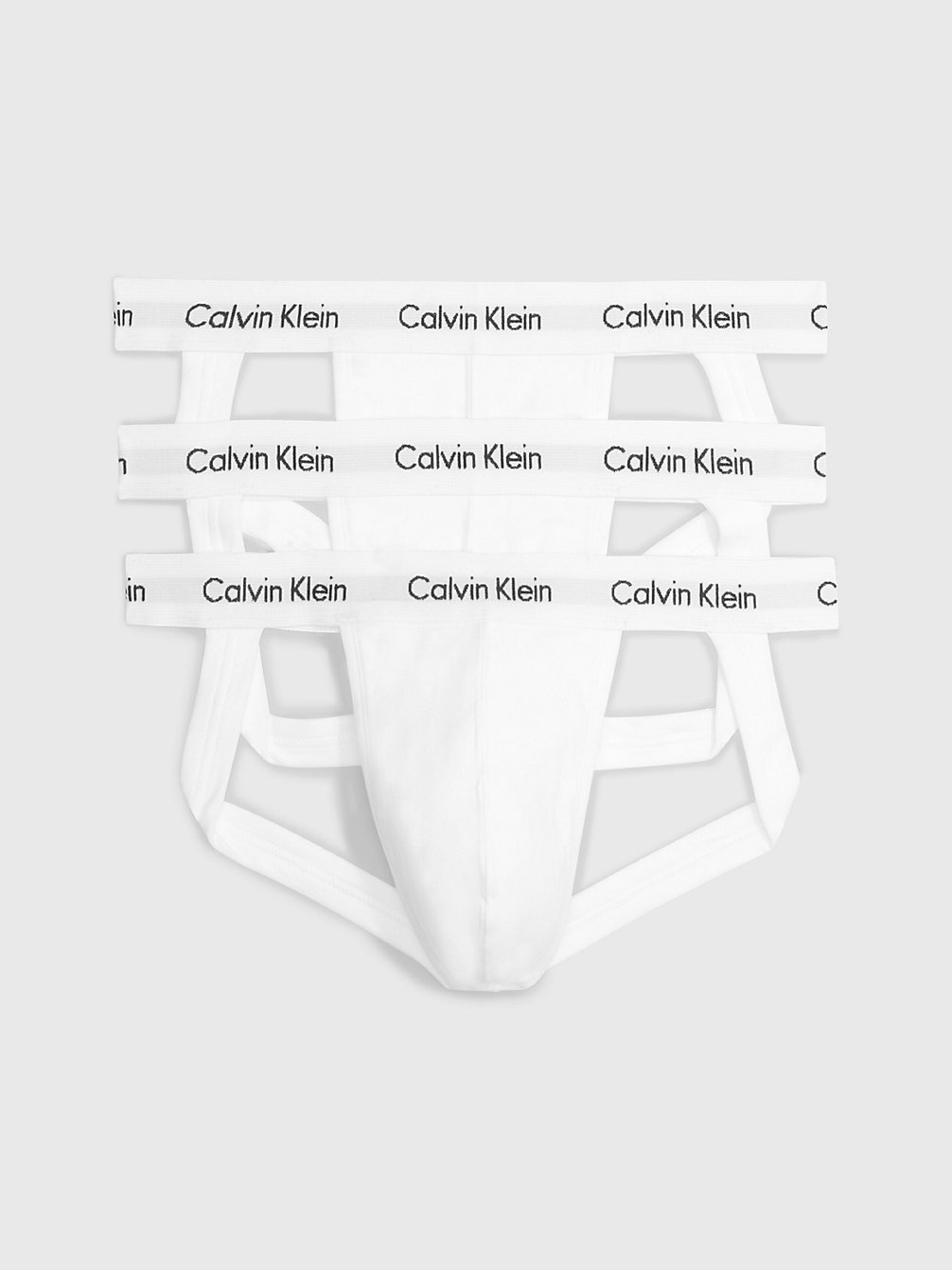WHITE/WHITE/WHITE > Zestaw 3 Par Slipów Typu Jock Strap - Cotton Stretch > undefined Mężczyźni - Calvin Klein