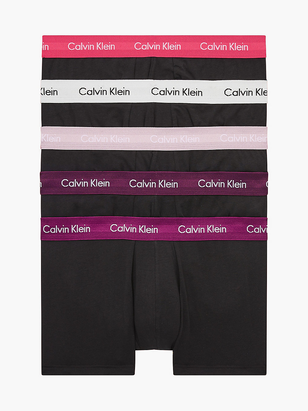 B-RHN, NRV, BR WT, PNK SPL, BRY MAR 5 Pack Low Rise Trunks undefined men Calvin Klein