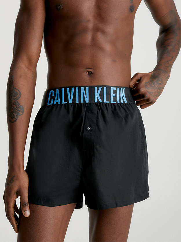 BLACK W/ SIGNATURE BLUE, DRAGON FLY 2 Pack Slim Fit Boxers - Intense Power for men CALVIN KLEIN