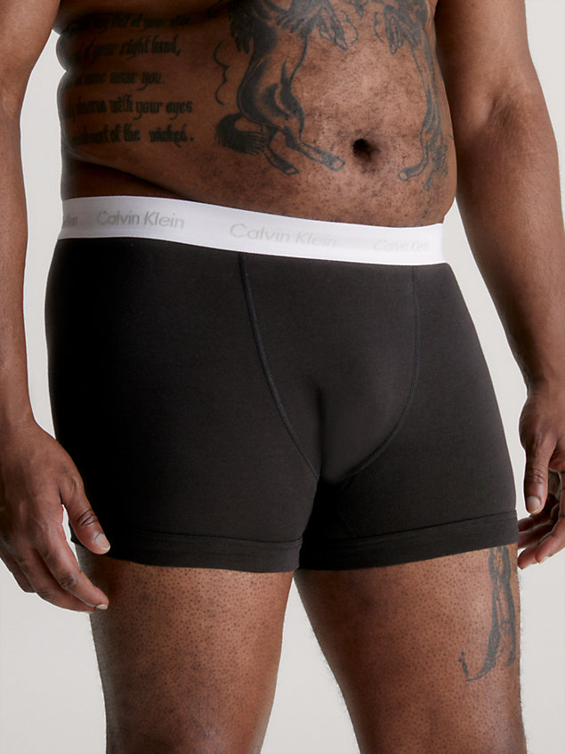 black plus size 3 pack trunks - cotton stretch for men calvin klein