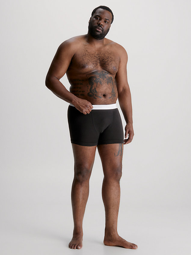 boxer aderenti plus size in confezione da 3 - cotton stretch black da uomo calvin klein